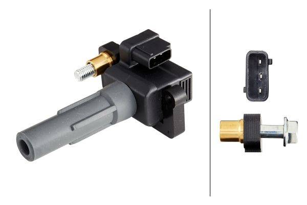 HELLA 5DA 230 036-561 Zündspule - 3-polig - Kerzenschachtzündspule - geschraubt