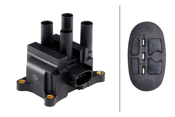 HELLA 5DA 193 175-411 Zündspule - 12V - 3-polig - Blockzündspule - geschraubt