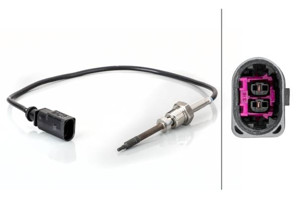 HELLA 6PT 014 495-131 Sensor, Abgastemperatur - 2-polig - geschraubt - Kabel: 360mm
