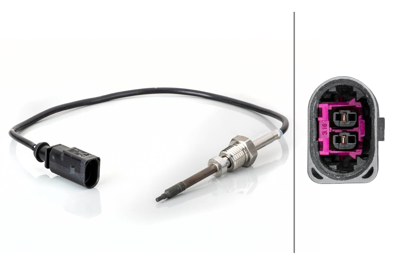 HELLA 6PT 014 495-131 Sensor, Abgastemperatur - 2-polig - geschraubt - Kabel: 360mm