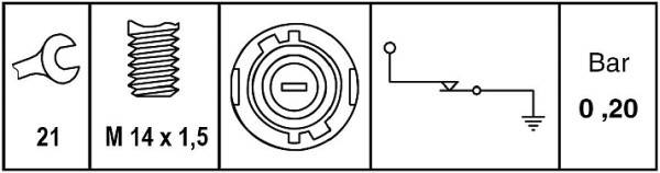 HELLA 6ZL 009 600-051 Öldruckschalter - 12V - Anschlussanzahl: 1 - Öffner - Farbe: grün