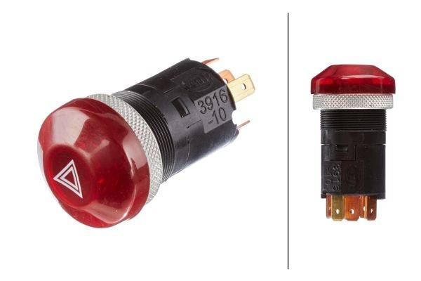 HELLA 6HF 003 916-107 Warnblinkschalter - Druckbetätigung - 24V - Einbau - Schalterbeleuchtung: rot
