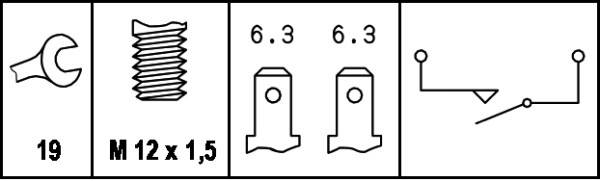 HELLA 6ZF 004 842-001 Schalter, Rückfahrleuchte - 12V - Anschlussanzahl: 2 - Flachstecker - geschrau