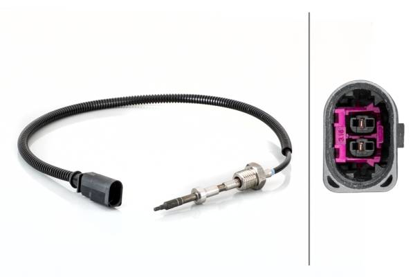 HELLA 6PT 014 494-591 Sensor, Abgastemperatur - 2-polig - geschraubt - Kabel: 500mm