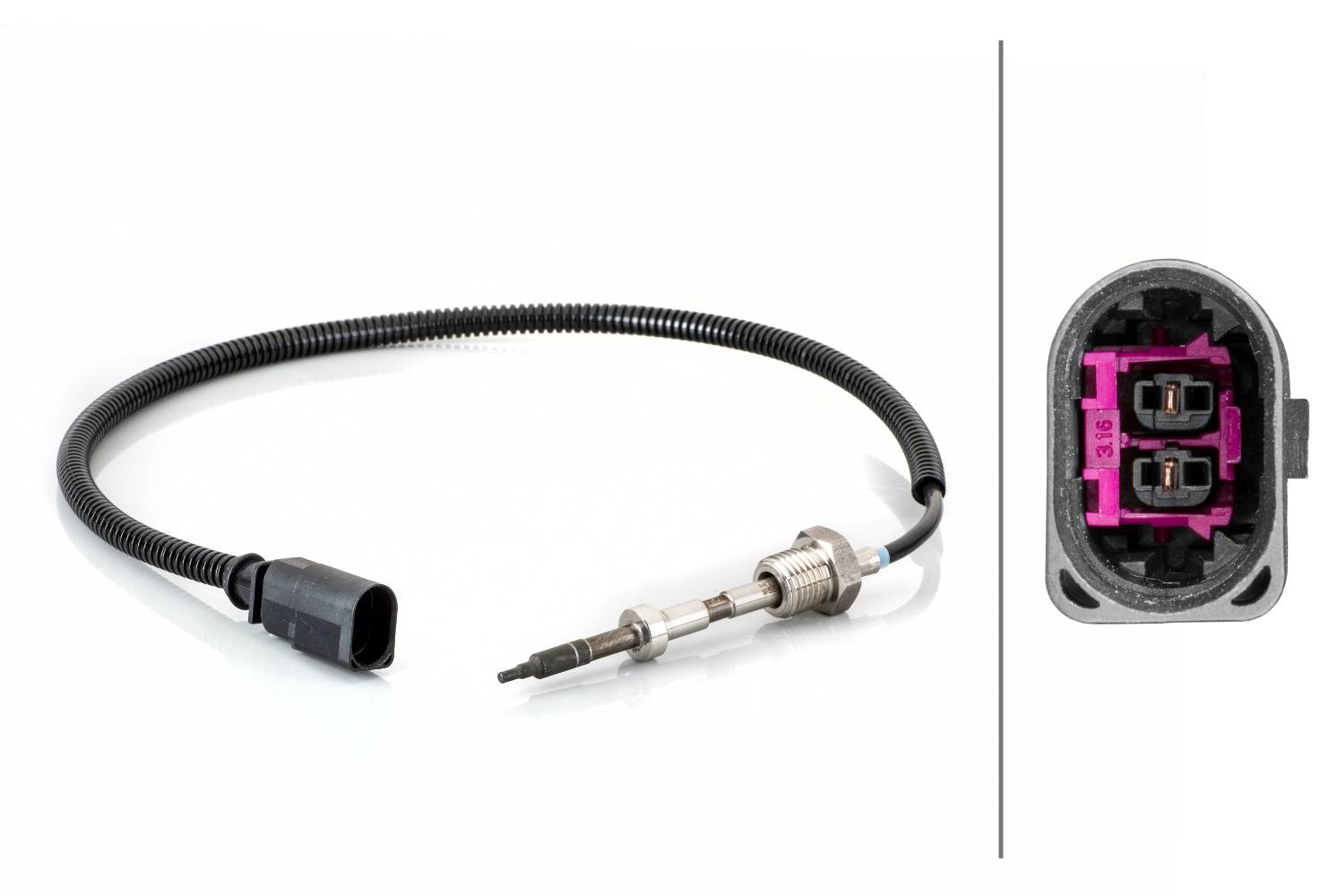 HELLA 6PT 014 494-591 Sensor, Abgastemperatur - 2-polig - geschraubt - Kabel: 500mm