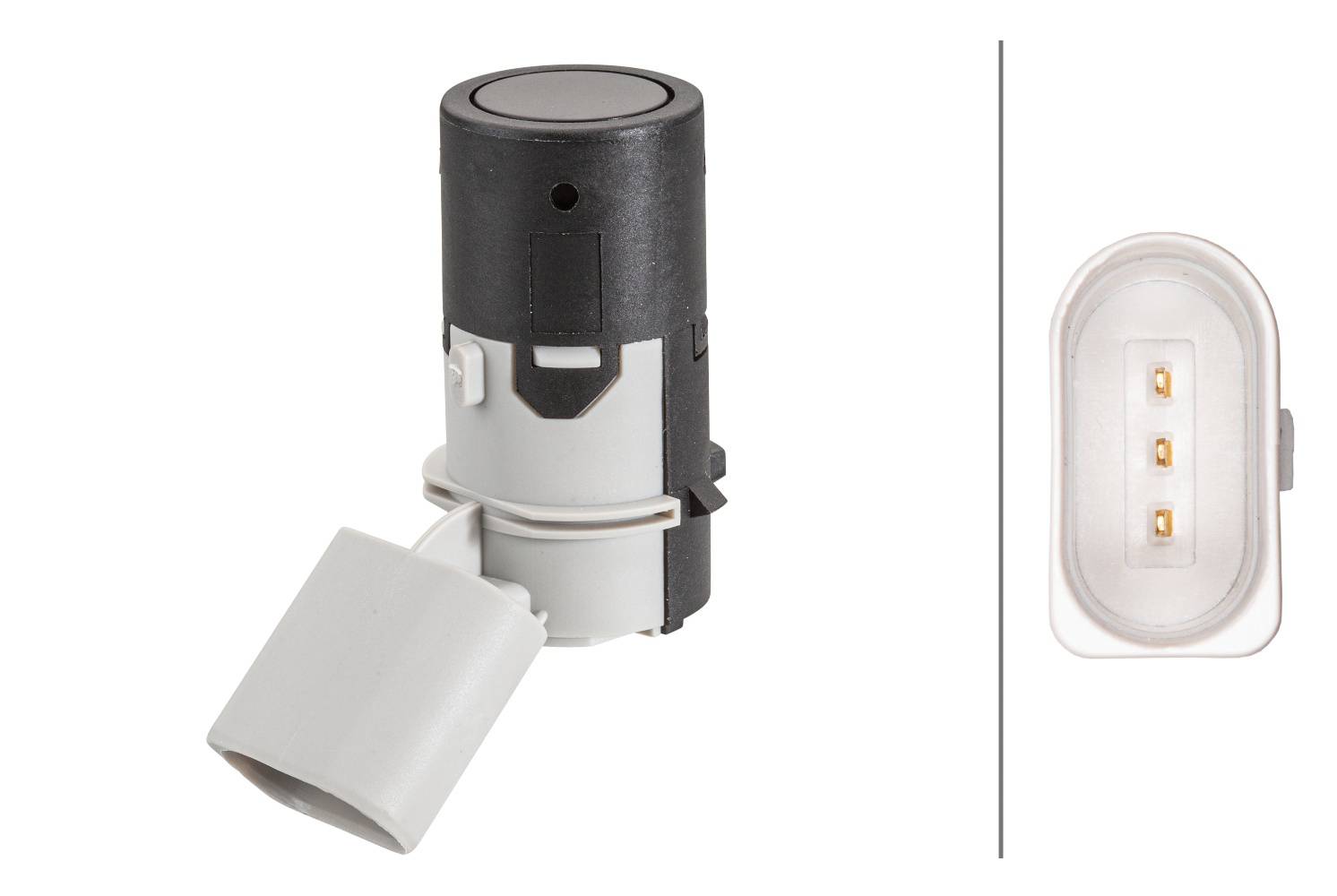 HELLA 6PX 358 141-041 Sensor, Einparkhilfe - gewinkelt - 3-polig - gesteckt - lackierbar