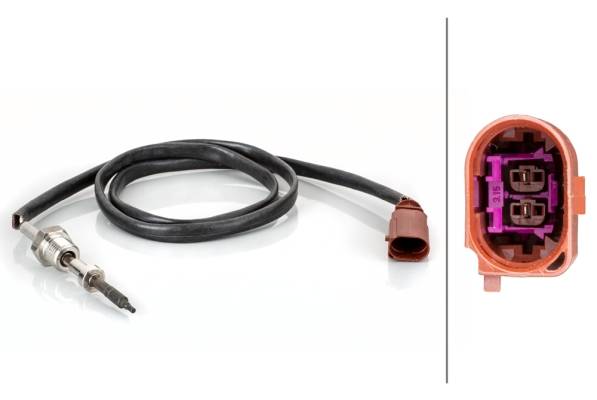 HELLA 6PT 014 495-121 Sensor, Abgastemperatur - 2-polig - geschraubt - Kabel: 880mm