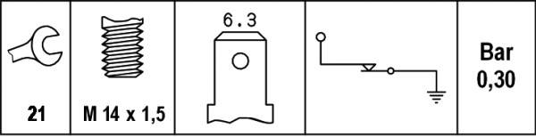 HELLA 6ZL 003 259-201 Öldruckschalter - 12V - Anschlussanzahl: 1 - Öffner