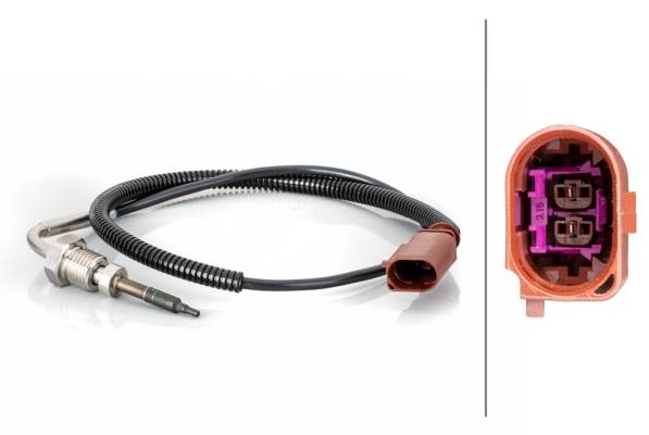 HELLA 6PT 014 494-781 Sensor, Abgastemperatur - 2-polig - geschraubt - Kabel: 590mm
