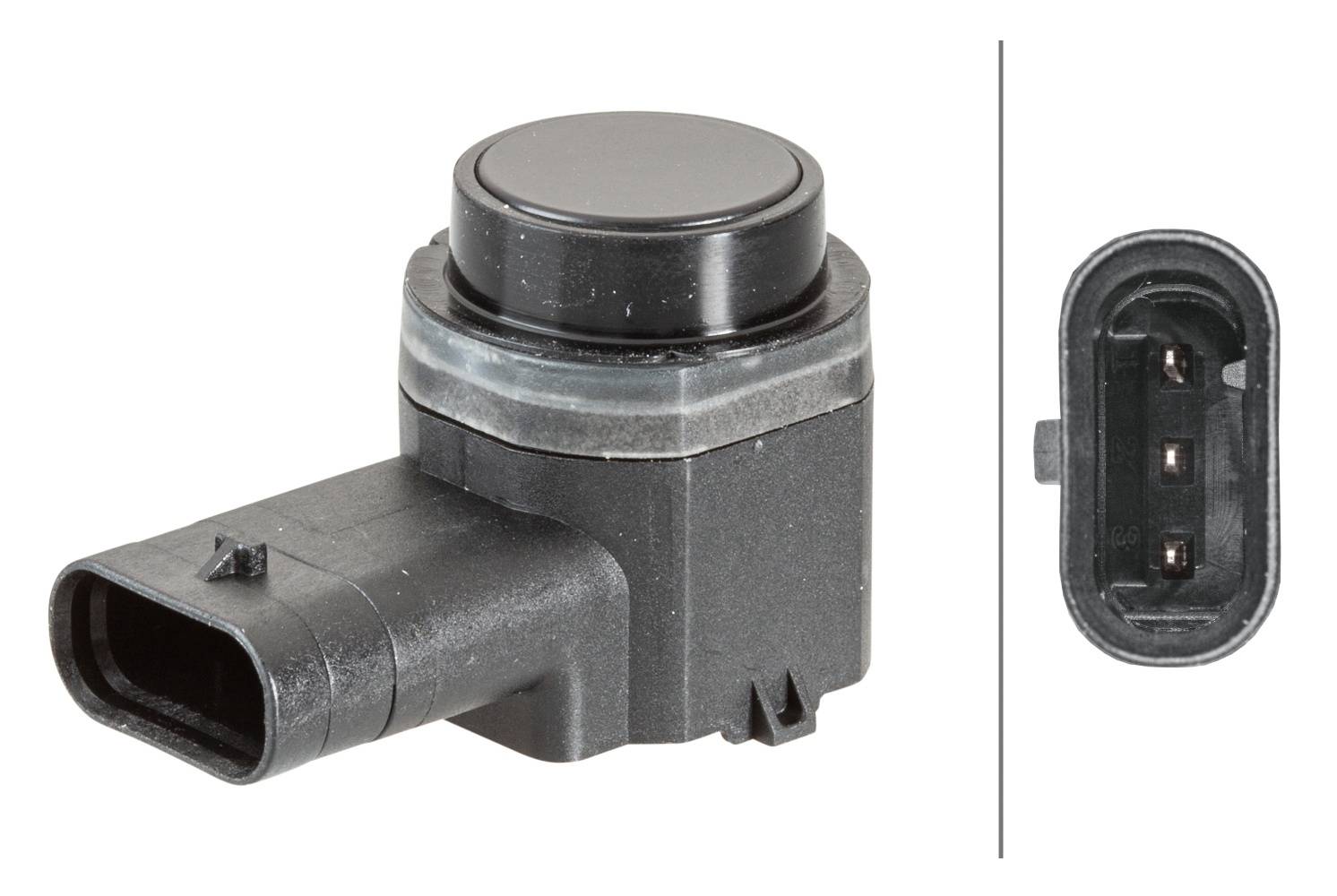 HELLA 6PX 358 141-051 Sensor, Einparkhilfe - gewinkelt - 3-polig - gesteckt - lackierbar