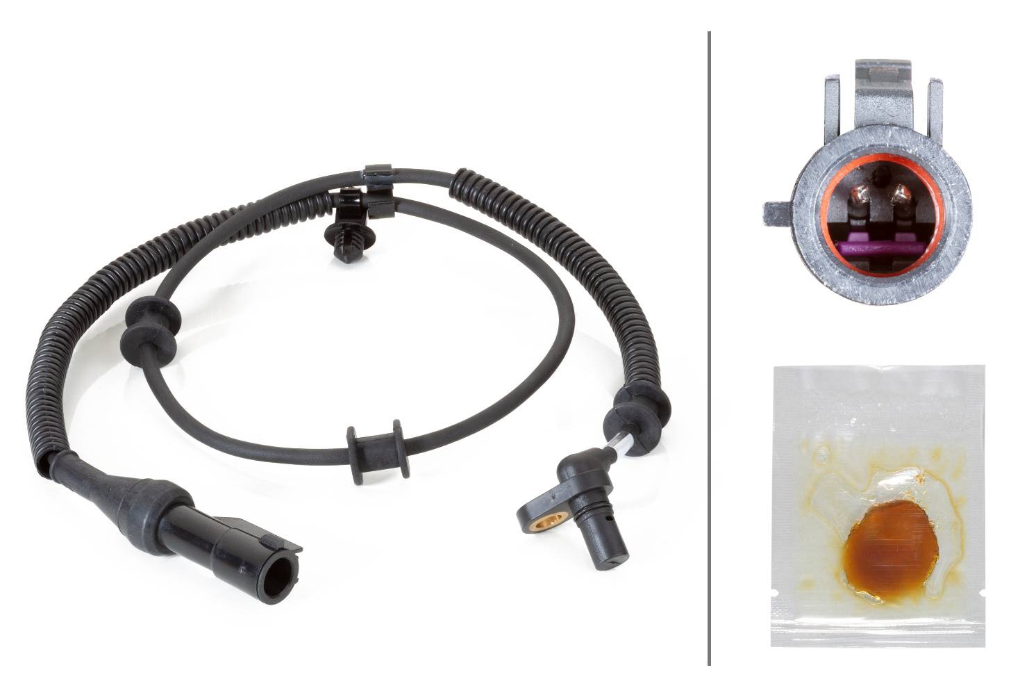 HELLA 6PU 230 040-531 Sensor, Raddrehzahl - 2-polig - vorne - Kabel: 860mm - mit Halter
