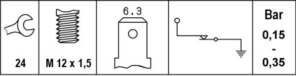 HELLA 6ZL 008 280-061 Öldruckschalter - 12V - Anschlussanzahl: 1 - Flachstecker - Öffner