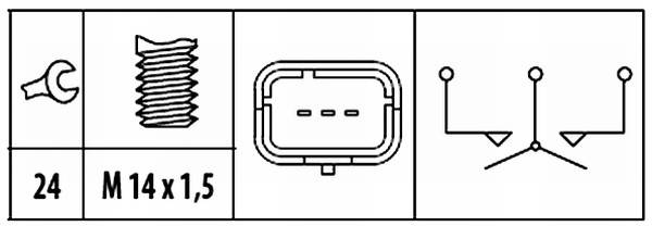 HELLA 6ZF 181 612-071 Schalter, Rückfahrleuchte - 12V - Anschlussanzahl: 3 - geschraubt - Zwillingss