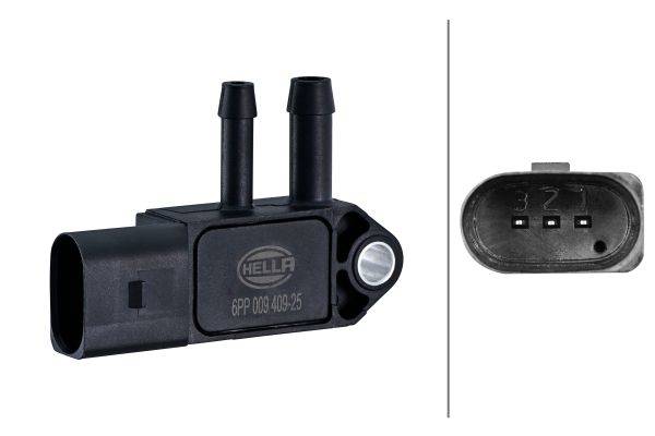 HELLA 6PP 009 409-251 Sensor, Abgasdruck - 3-polig - geschraubt