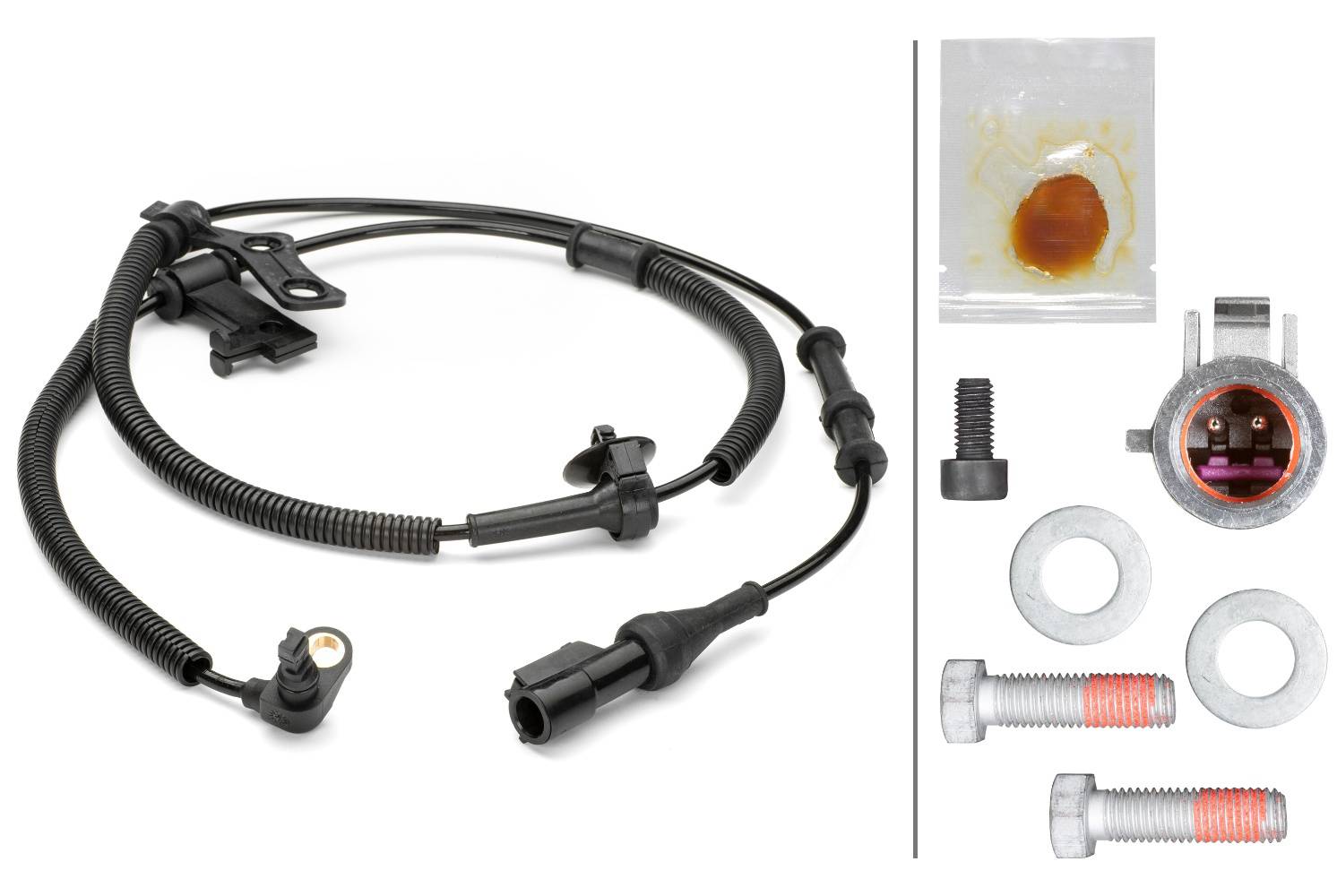 HELLA 6PU 230 040-441 Sensor, Raddrehzahl - 2-polig - Vorderachse - Kabel: 1290mm - mit Halter