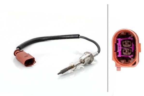HELLA 6PT 014 494-721 Sensor, Abgastemperatur - 2-polig - geschraubt - Kabel: 270mm