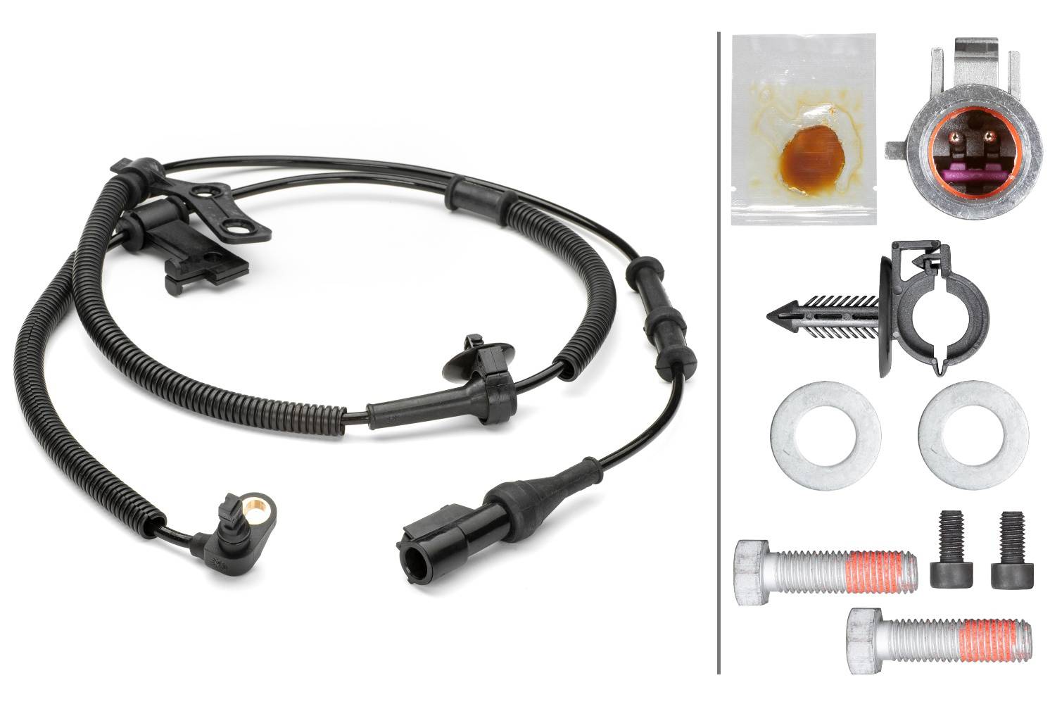 HELLA 6PU 230 040-551 Sensor, Raddrehzahl - 2-polig - vorne - Kabel: 1073mm - mit Halter