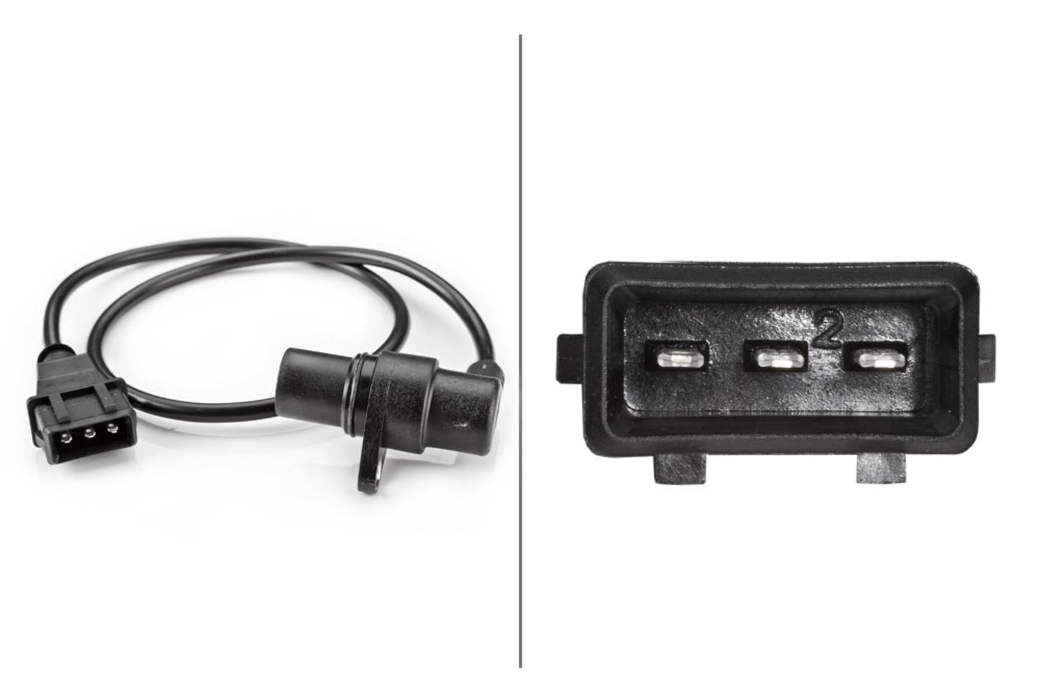 HELLA 6PU 009 163-761 Impulsgeber, Kurbelwelle - 12V - 3-polig - Kabel: 565mm - mit Dichtung