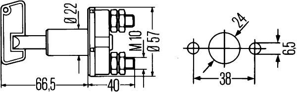 HELLA 6EK 002 843-003 Hauptschalter, Batterie - S33 - Drehbetätigung - Anschlussanzahl: 2 - geschrau
