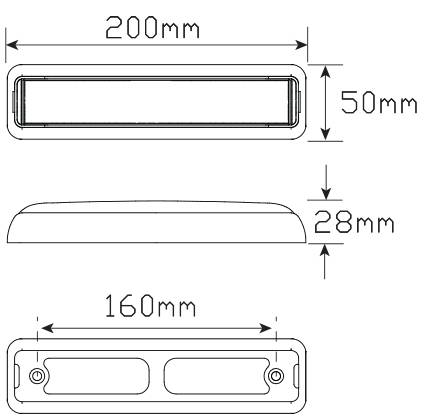LED Rückleuchte, Serie 200, Rückfahrleuchte, Slimline, verchromter Aufbaurahmen