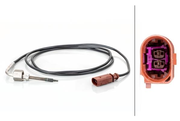 HELLA 6PT 014 494-551 Sensor, Abgastemperatur - 2-polig - geschraubt - Kabel: 1300mm