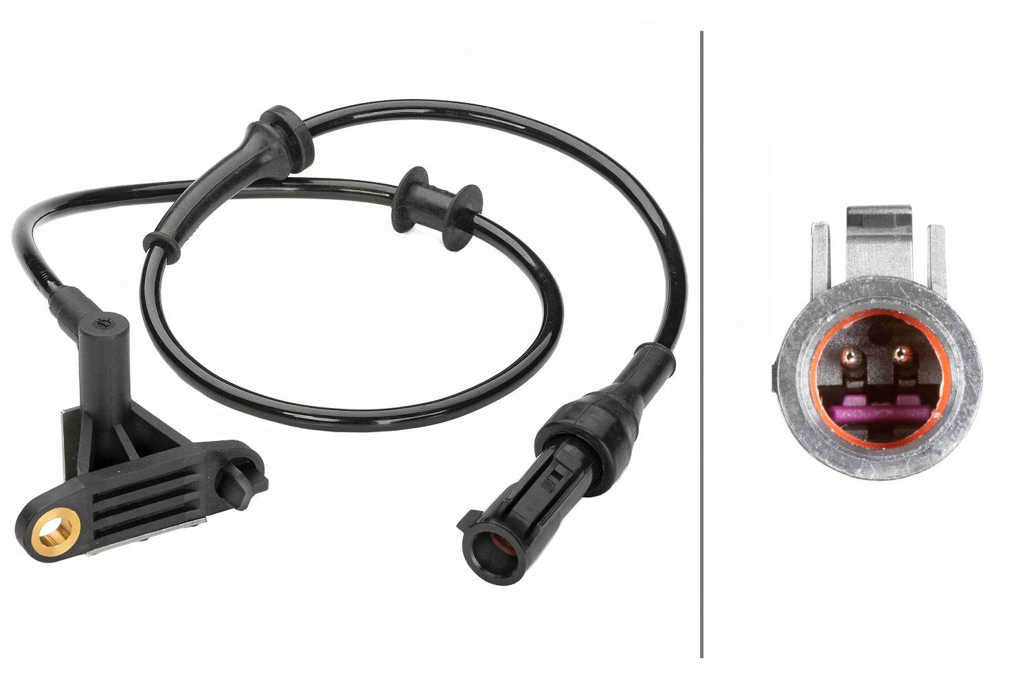 HELLA 6PU 230 040-571 Sensor, Raddrehzahl - 2-polig - hinten - Kabel: 660mm - mit Halter