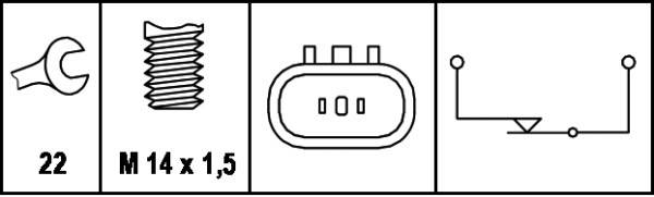 HELLA 6ZF 008 621-041 Schalter, Rückfahrleuchte - 12V - Anschlussanzahl: 2 - geschraubt - Öffner - e