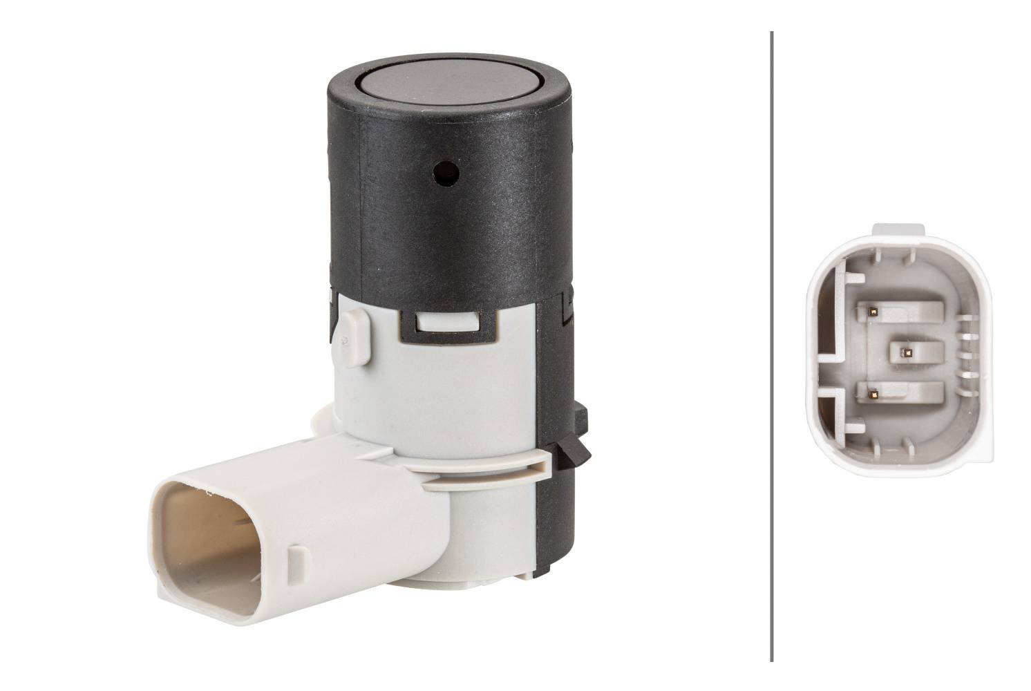 HELLA 6PX 358 141-141 Sensor, Einparkhilfe - gewinkelt - 3-polig - gesteckt - lackierbar
