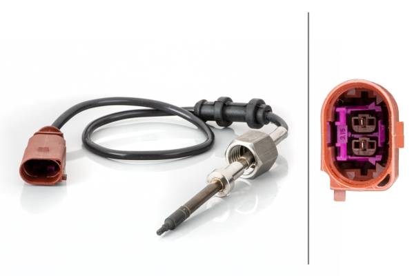 HELLA 6PT 014 494-811 Sensor, Abgastemperatur - 2-polig - geschraubt - Kabel: 360mm