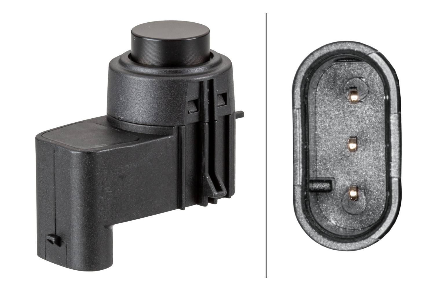 HELLA 6PX 358 141-191 Sensor, Einparkhilfe - gewinkelt - 3-polig - gesteckt - lackierbar - ohne Befe