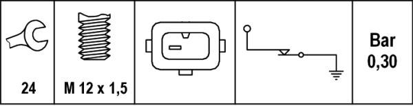 HELLA 6ZL 006 097-001 Öldruckschalter - 12V - Anschlussanzahl: 1 - Öffner
