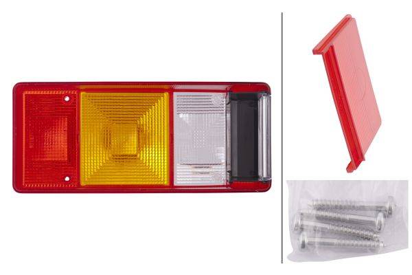 HELLA 9EL 147 097-001 Lichtscheibe, Heckleuchte - Lichtscheibenfarbe: rot - rechts