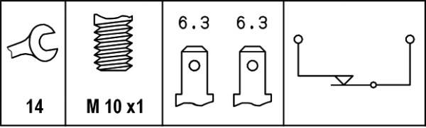 HELLA 6DF 007 362-001 Bremslichtschalter - 12V - Anschlussanzahl: 2 - Flachstecker - Öffner - elektr