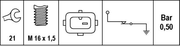 HELLA 6ZL 003 259-591 Öldruckschalter - 12V - Anschlussanzahl: 1 - Öffner - Farbe: schwarz