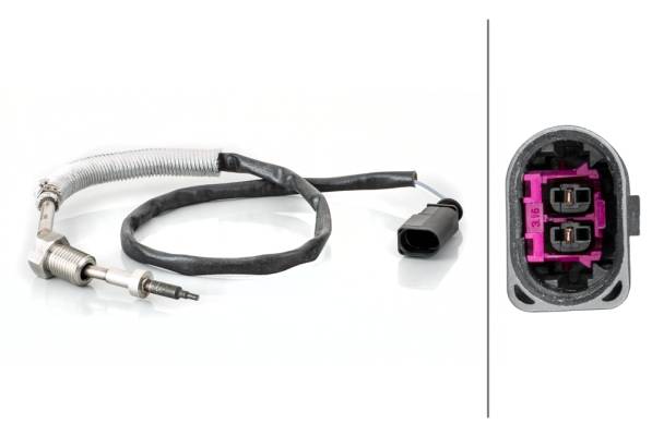 HELLA 6PT 014 495-101 Sensor, Abgastemperatur - 2-polig - geschraubt - Kabel: 540mm