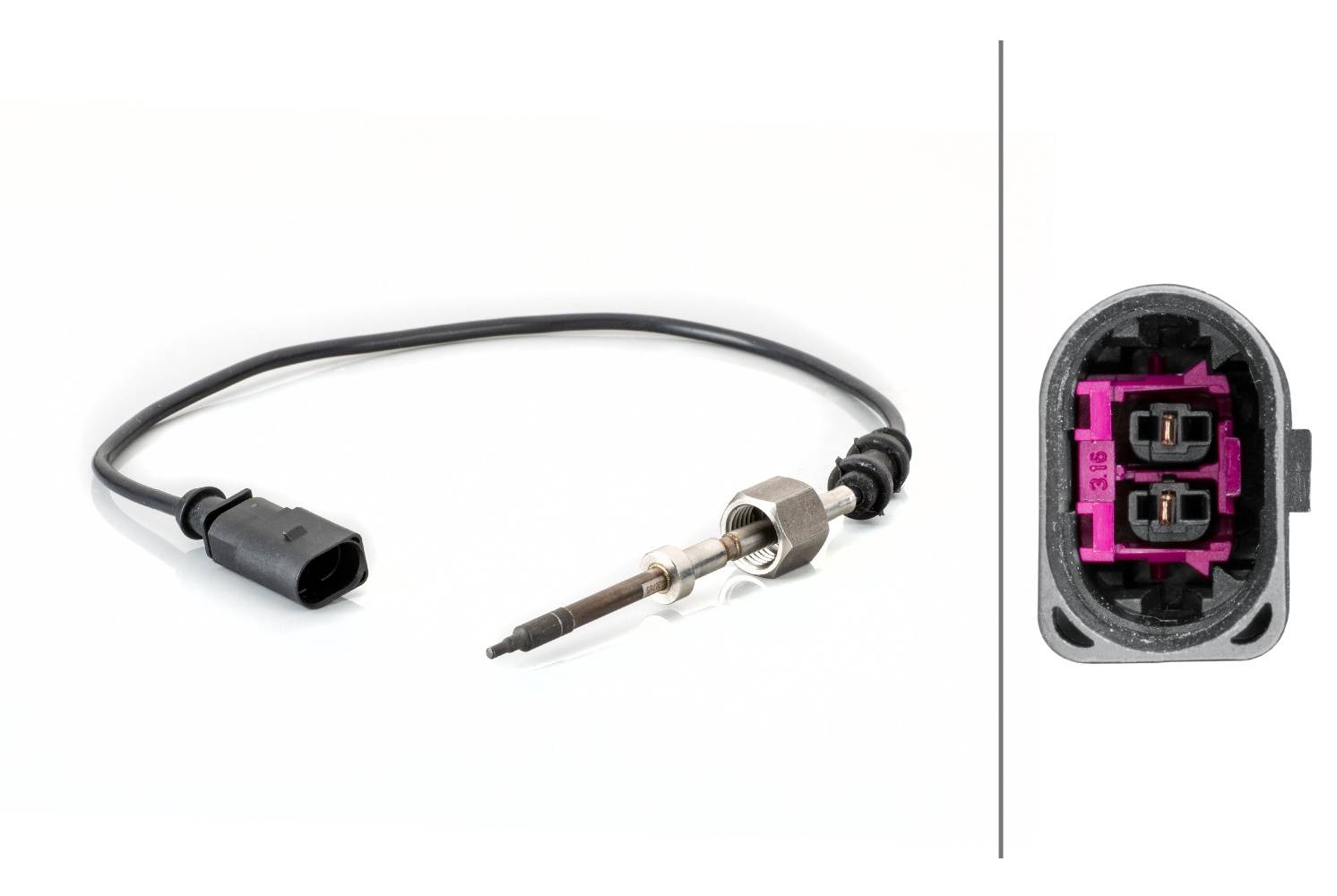 HELLA 6PT 014 494-831 Sensor, Abgastemperatur - 2-polig - geschraubt - Kabel: 410mm