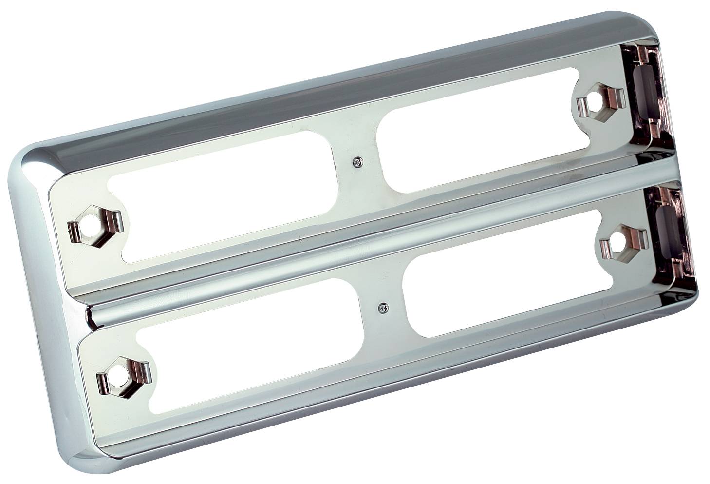 LED Rückleuchte, Schluss-, Brems- u. Blinkleuchte, Double Slimline, verchromter Aufbaurahmen