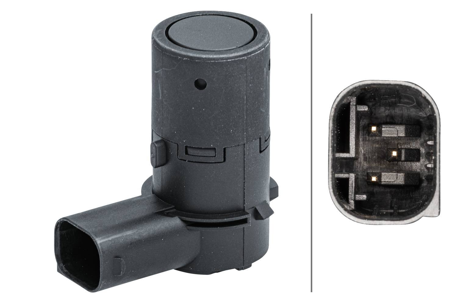 HELLA 6PX 358 141-301 Sensor, Einparkhilfe - gewinkelt - 3-polig - gesteckt - lackierbar