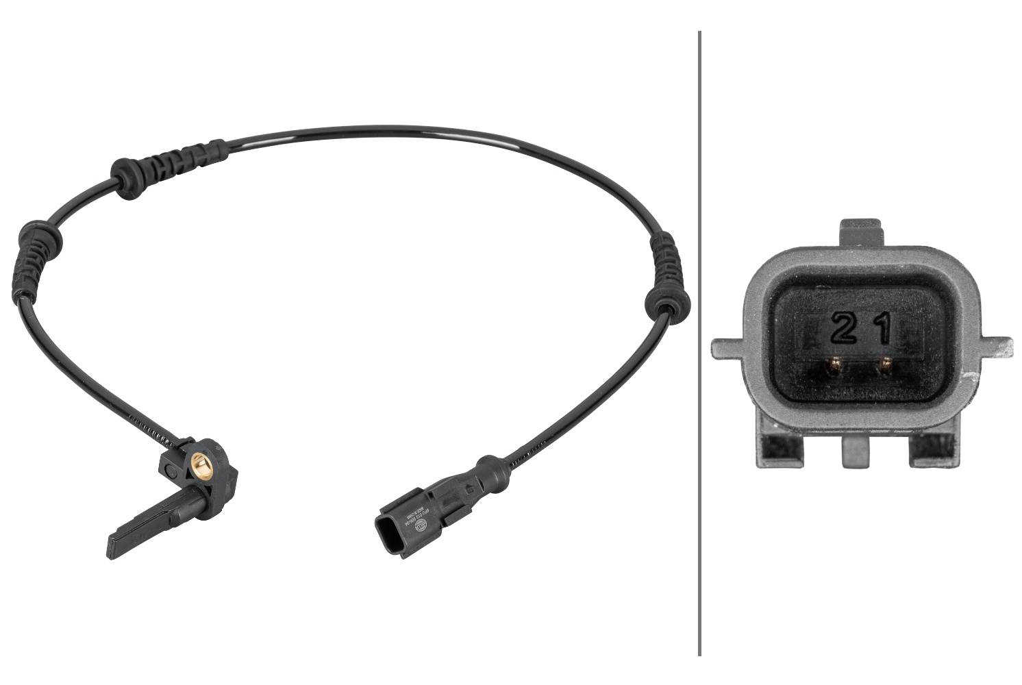 HELLA 6PU 012 806-941 Sensor, Raddrehzahl - 2-polig - Vorderachse beidseitig - Kabel: 615mm