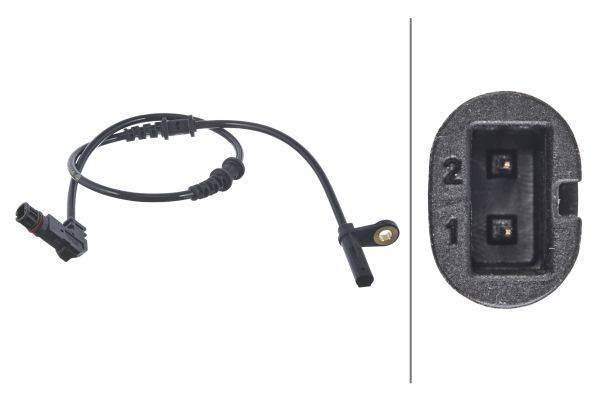 HELLA 6PU 012 039-711 Sensor, Raddrehzahl - 12V - Vorderachse beidseitig - Kabel: 565mm
