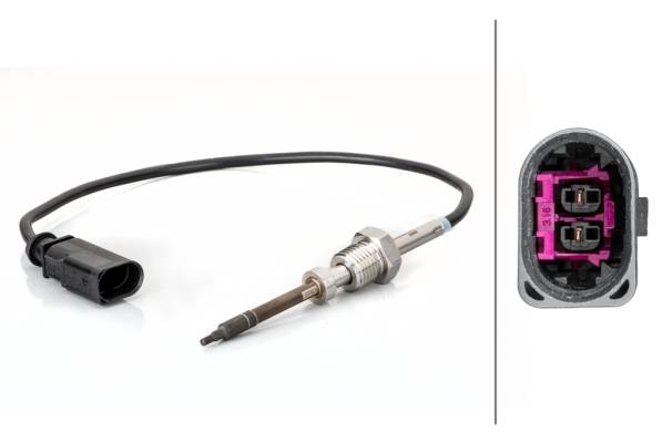 HELLA 6PT 014 494-481 Sensor, Abgastemperatur - 2-polig - geschraubt - Kabel: 312mm