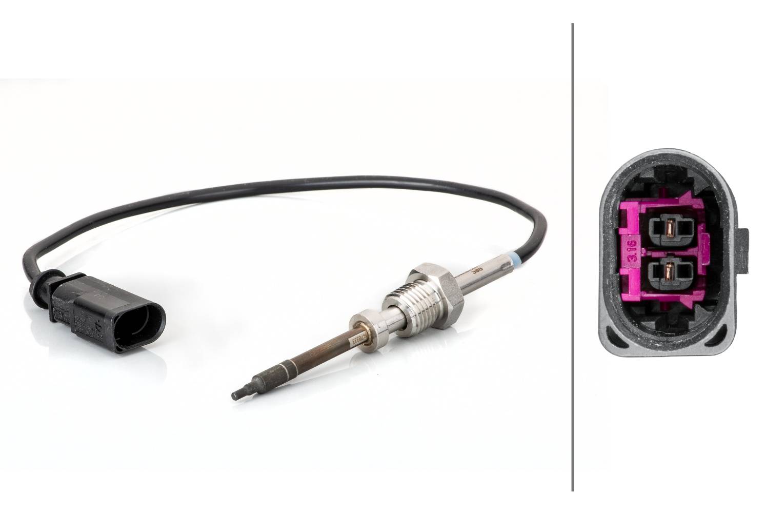 HELLA 6PT 014 494-481 Sensor, Abgastemperatur - 2-polig - geschraubt - Kabel: 312mm