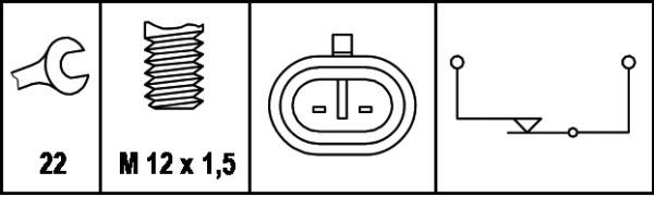 HELLA 6LF 007 356-001 Schalter, Rückfahrleuchte - 12V - Anschlussanzahl: 2 - geschraubt - Öffner - e