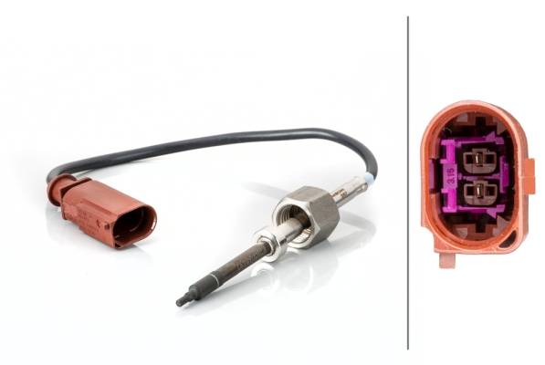 HELLA 6PT 014 495-051 Sensor, Abgastemperatur - 2-polig - geschraubt - Kabel: 210mm