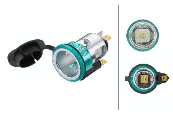 HELLA 8JB 008 023-011 Steckdose - 12V - Einbau - Stecker: Flachstecker - grün