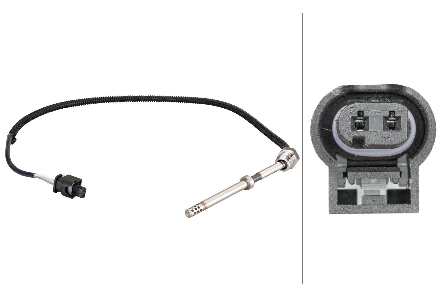 HELLA 6PT 010 376-121 Sensor, Abgastemperatur - 2-polig - geschraubt - Kabel: 540mm