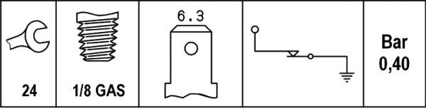 HELLA 6ZF 007 392-001 Öldruckschalter - 12V - Anschlussanzahl: 1 - geschraubt - Öffner - Farbe: rot