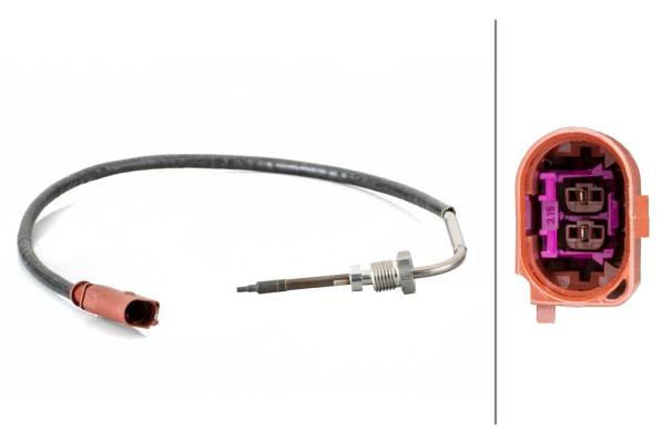 HELLA 6PT 014 495-061 Sensor, Abgastemperatur - 2-polig - geschraubt - Kabel: 440mm
