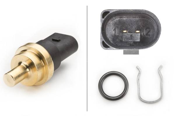 HELLA 6PT 009 309-331 Sensor, Kühlmitteltemperatur - 12V - gesteckt - mit Dichtung - mit Sicherungsr