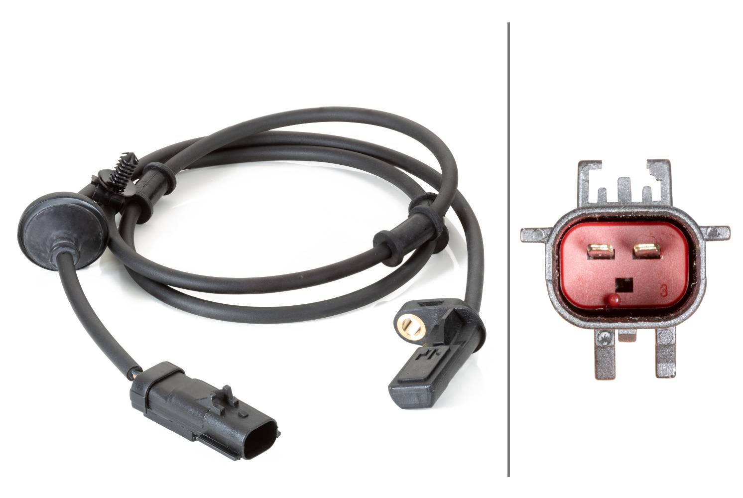 HELLA 6PU 230 040-811 Sensor, Raddrehzahl - 2-polig - hinten - Kabel: 1280mm - mit Halter